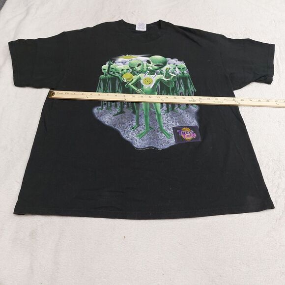 Vintage 1997 Touch Tone Aliens Black Tee T-Shirt XL Made In USA Wild Oats - Picture 7 of 9